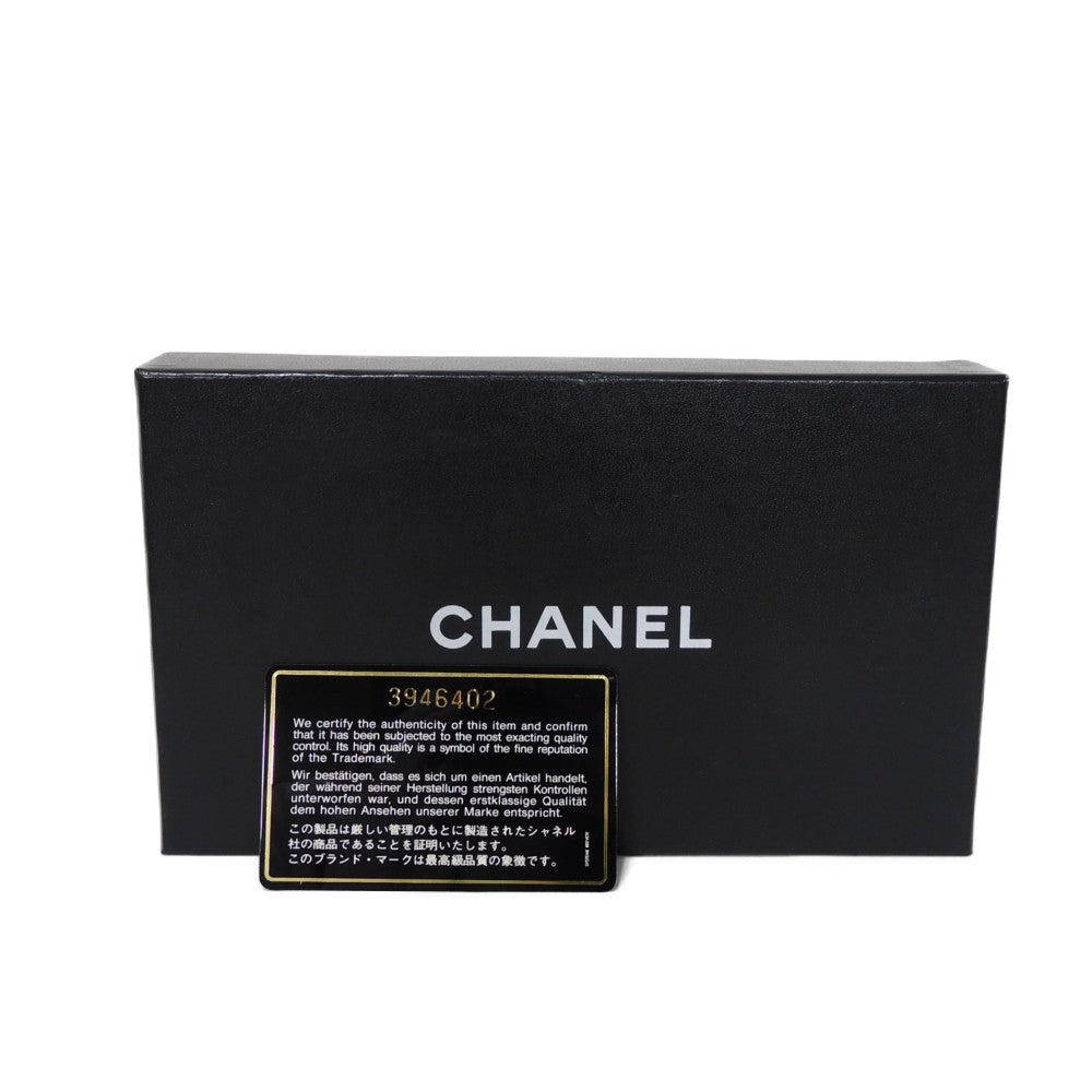 CHANEL Long Wallet Purse A47152 Calfskin black Double stitch Bicolor Long Flap Wallet