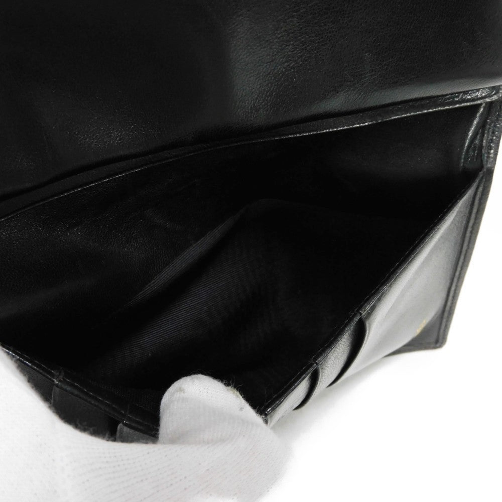 CHANEL Long Wallet Purse A47152 Calfskin black Double stitch Bicolor Long Flap Wallet