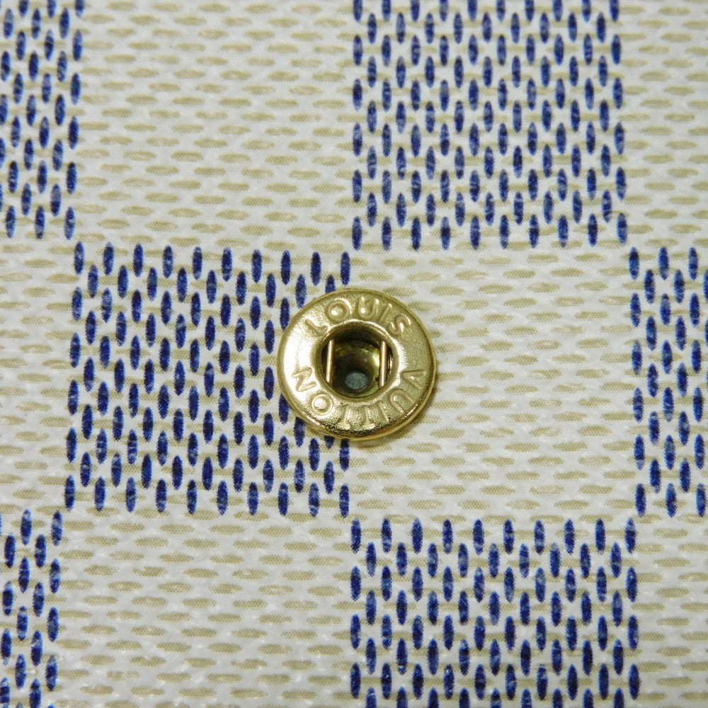 LOUIS VUITTON Tri-fold wallet N61733 Damier Azure Canvas x Grained Leather Ivory logo white gold W hook wallet Damier Azur Portefeuille Elise unisex(Unisex) Used Authentic