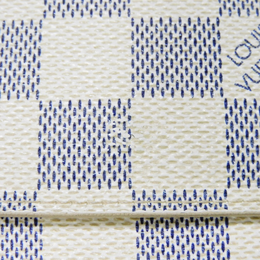 LOUIS VUITTON Tri-fold wallet N61733 Damier Azure Canvas x Grained Leather Ivory logo white gold W hook wallet Damier Azur Portefeuille Elise unisex(Unisex) Used Authentic