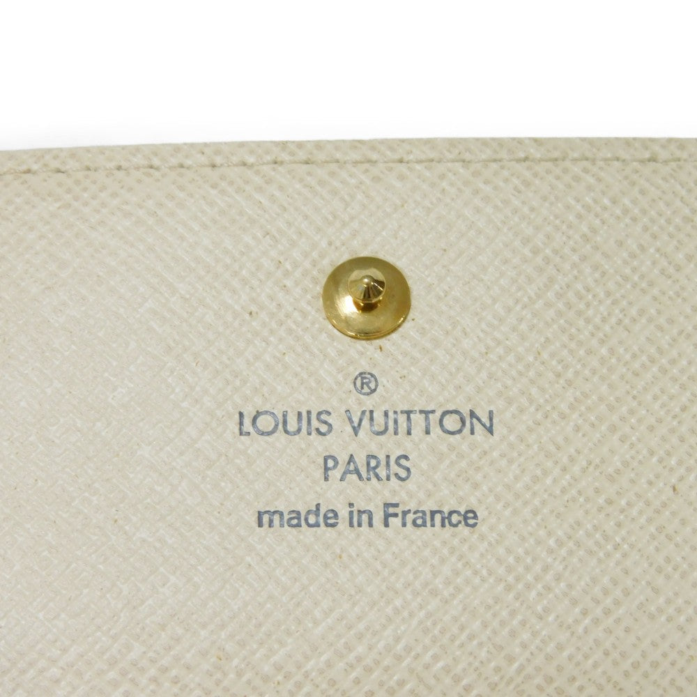 LOUIS VUITTON Tri-fold wallet N61733 Damier Azure Canvas x Grained Leather Ivory logo white gold W hook wallet Damier Azur Portefeuille Elise unisex(Unisex) Used Authentic