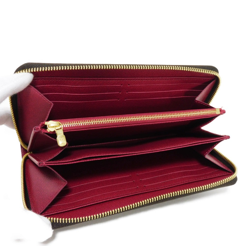 LOUIS VUITTON Long Wallet Purse M41895 Monogram canvas x grain leather (embossed) Fuchsia Good condition Purple New Zip Around Current RFID IC chip Monogram Zippy wallet unisex(Unisex) Used Authentic