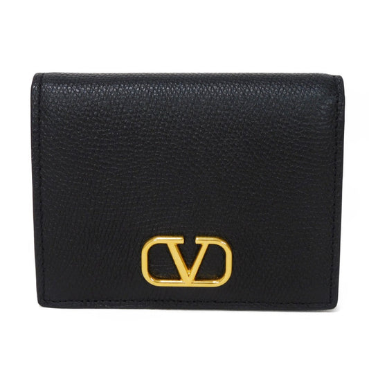 VALENTINO Bifold Wallet 2W2P0R39SNP Grained calfskin (embossed) black Grained Calfskin RFID IC Chip V mark V logo signature small wallet unisex(Unisex) Used Authentic