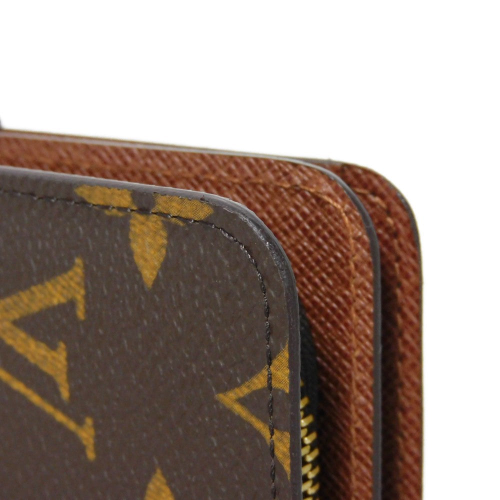 LOUIS VUITTON Bifold Wallet M61207 Monogram canvas x grain leather Armagnac LV logo flower passport cover in good condition Monogram Porto Papier Zip unisex(Unisex) Used Authentic