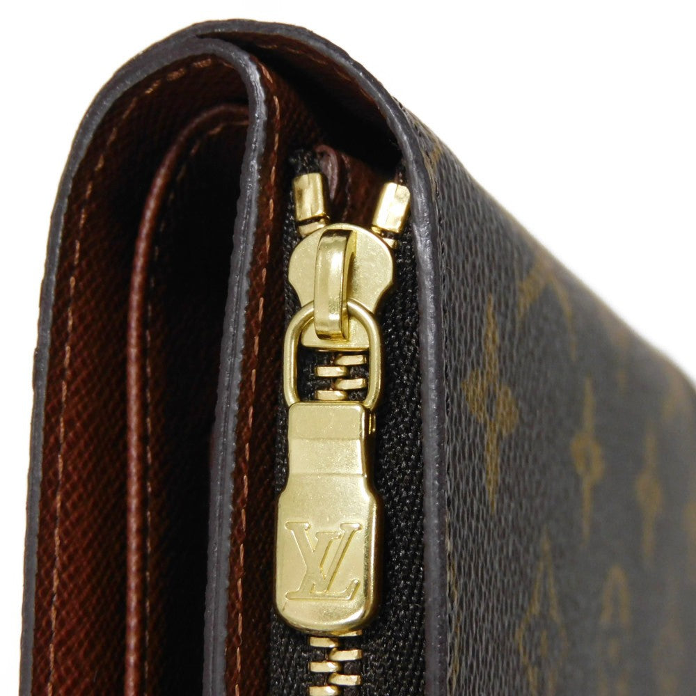 LOUIS VUITTON Bifold Wallet M61207 Monogram canvas x grain leather Armagnac LV logo flower passport cover in good condition Monogram Porto Papier Zip unisex(Unisex) Used Authentic
