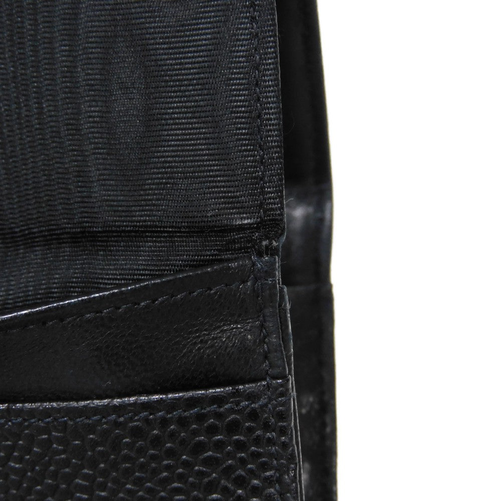 CHANEL Long Wallet Purse A01434 Caviar skin black COCO Mark CC Mark 4th Series Vintage Big Coco Long flap wallet unisex(Unisex) Used Authentic