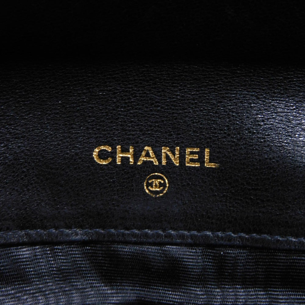 CHANEL Long Wallet Purse A01434 Caviar skin black COCO Mark CC Mark 4th Series Vintage Big Coco Long flap wallet unisex(Unisex) Used Authentic