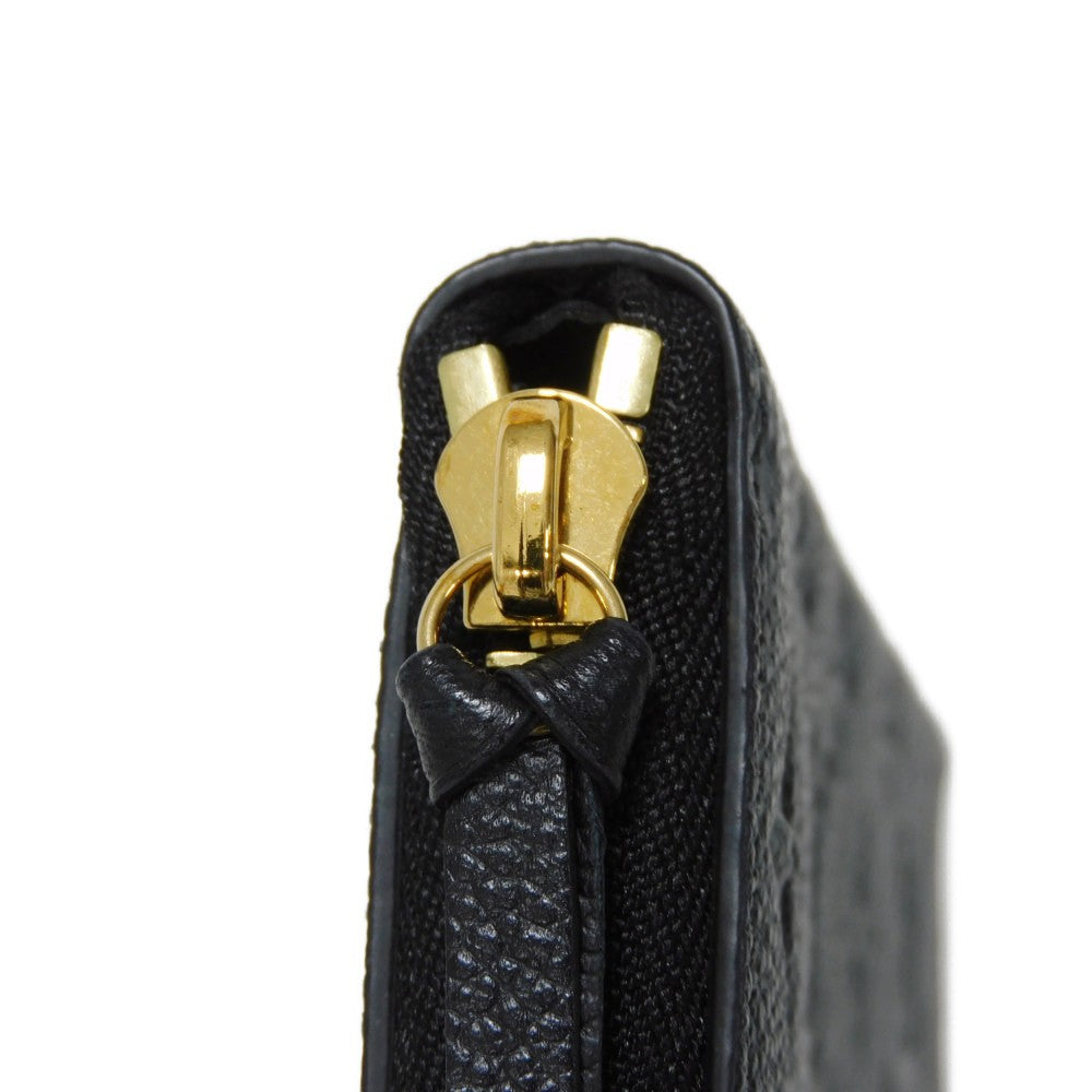 LOUIS VUITTON Long Wallet Purse M60171 Implant leather (monogram embossed) Noir LV Logo Black Zip Around Monogram Unplant Portefeuille Clemence unisex(Unisex) Used Authentic