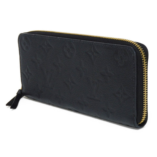 LOUIS VUITTON Long Wallet Purse M60171 Implant leather (monogram embossed) Noir LV Logo Black Zip Around Monogram Unplant Portefeuille Clemence unisex(Unisex) Used Authentic