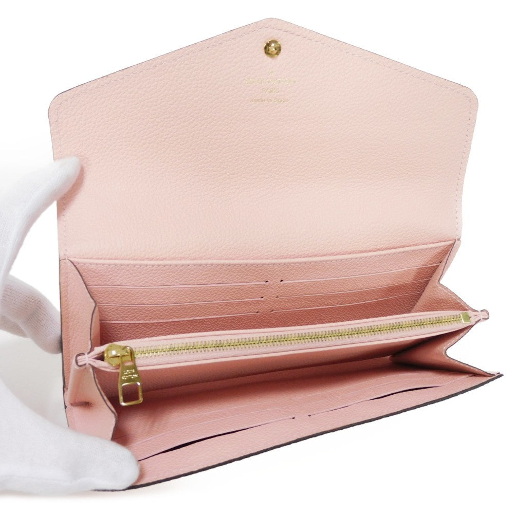 LOUIS VUITTON Long Wallet Purse M64082 Implant leather (monogram embossed) Rose poodle Monogram Unplant Portefeuille Sarah