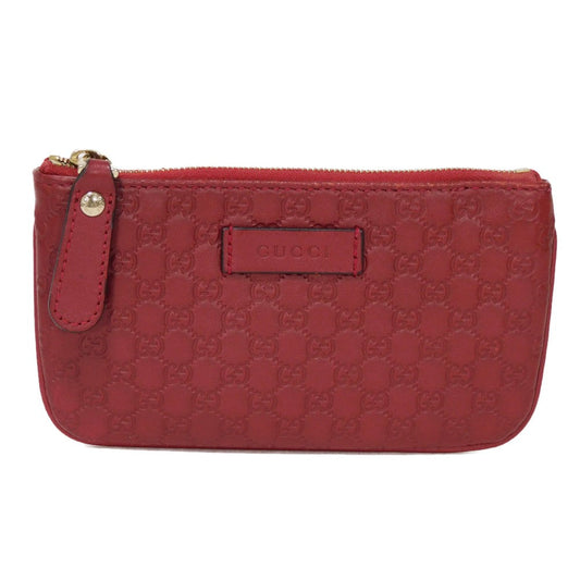 GUCCI Coin case 544248 BMJ1G 6420 GG striped leather Red logo embossed key ring gold Micro GG Shima Guccissima coin purse unisex(Unisex) Used Authentic