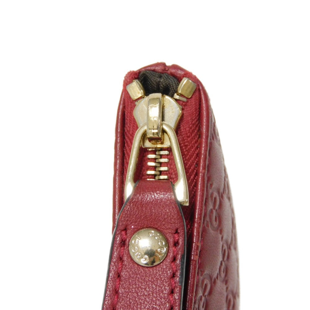 GUCCI Coin case 544248 BMJ1G 6420 GG striped leather Red logo embossed key ring gold Micro GG Shima Guccissima coin purse unisex(Unisex) Used Authentic