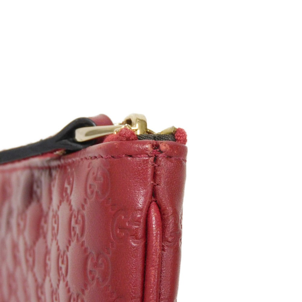 GUCCI Coin case 544248 BMJ1G 6420 GG striped leather Red logo embossed key ring gold Micro GG Shima Guccissima coin purse unisex(Unisex) Used Authentic