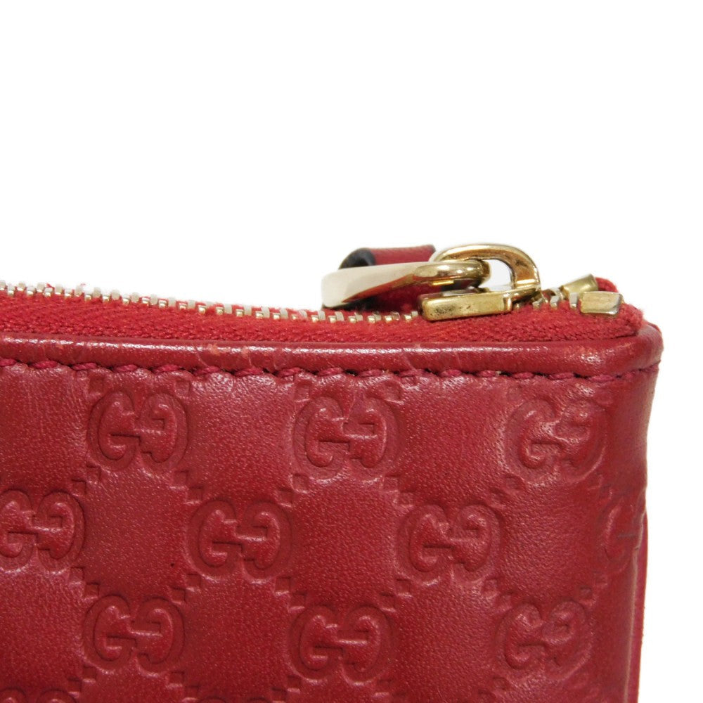 GUCCI Coin case 544248 BMJ1G 6420 GG striped leather Red logo embossed key ring gold Micro GG Shima Guccissima coin purse unisex(Unisex) Used Authentic