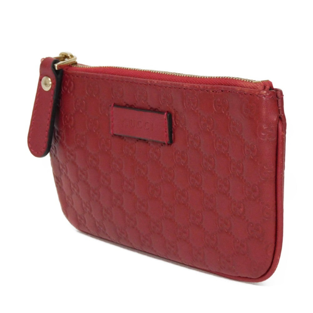GUCCI Coin case 544248 BMJ1G 6420 GG striped leather Red logo embossed key ring gold Micro GG Shima Guccissima coin purse unisex(Unisex) Used Authentic