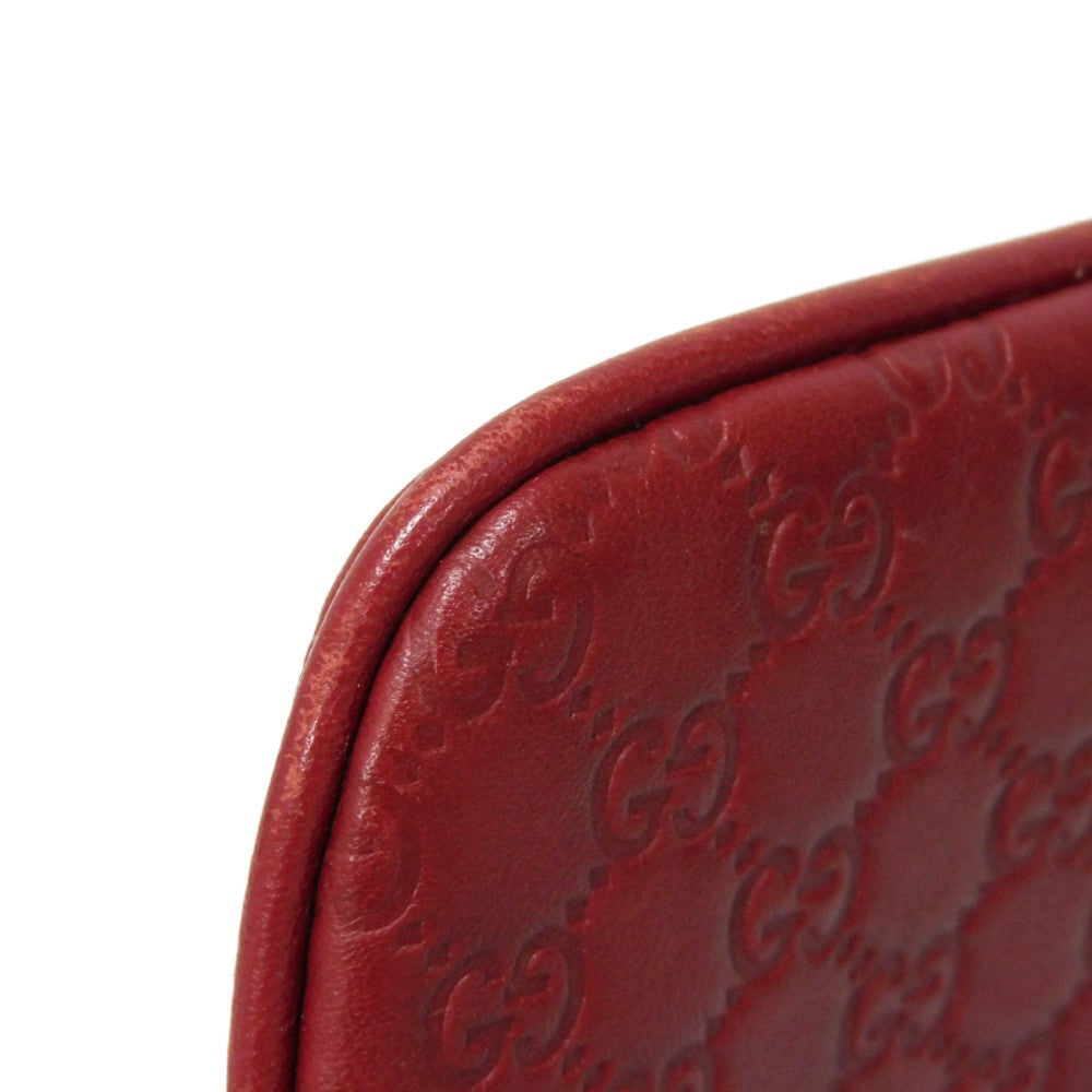 GUCCI Coin case 544248 BMJ1G 6420 GG striped leather Red logo embossed key ring gold Micro GG Shima Guccissima coin purse unisex(Unisex) Used Authentic