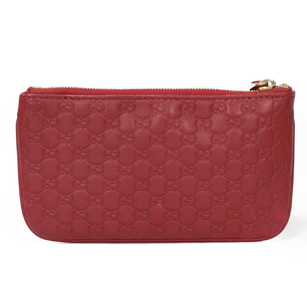 GUCCI Coin case 544248 BMJ1G 6420 GG striped leather Red logo embossed key ring gold Micro GG Shima Guccissima coin purse unisex(Unisex) Used Authentic