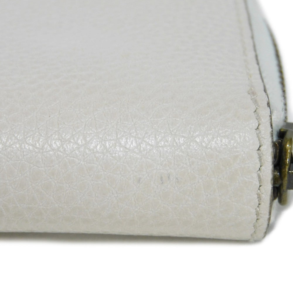 GUCCI Coin case 496319 0GCAT 8820 Textured leather Ivory x green x red Shelley Webb White Vintage logo print Compact zip-around wallet unisex(Unisex) Used Authentic