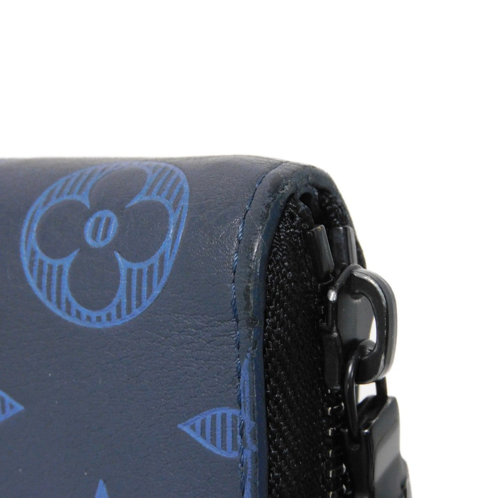 LOUIS VUITTON Long Wallet Purse M80423 Shadow leather (monogram embossing) Navy Monogram shadow Zippy Wallet Vertical