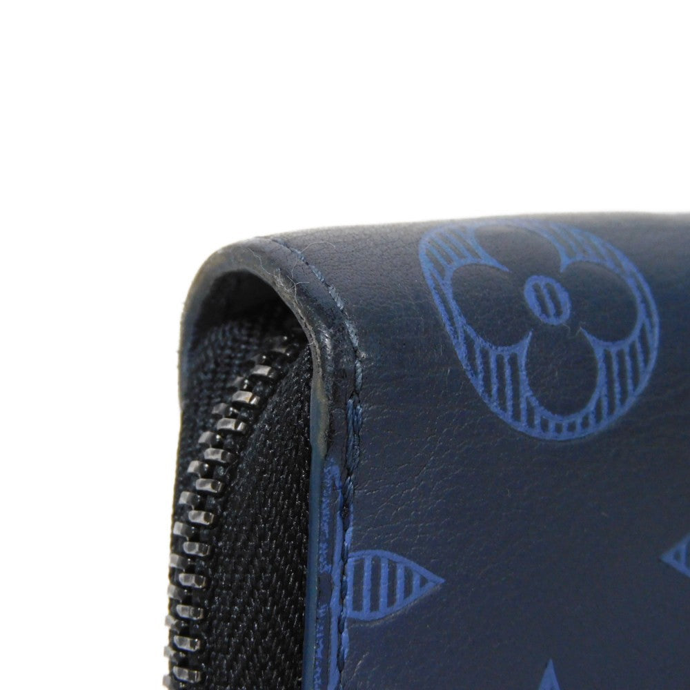 LOUIS VUITTON Long Wallet Purse M80423 Shadow leather (monogram embossing) Navy Monogram shadow Zippy Wallet Vertical