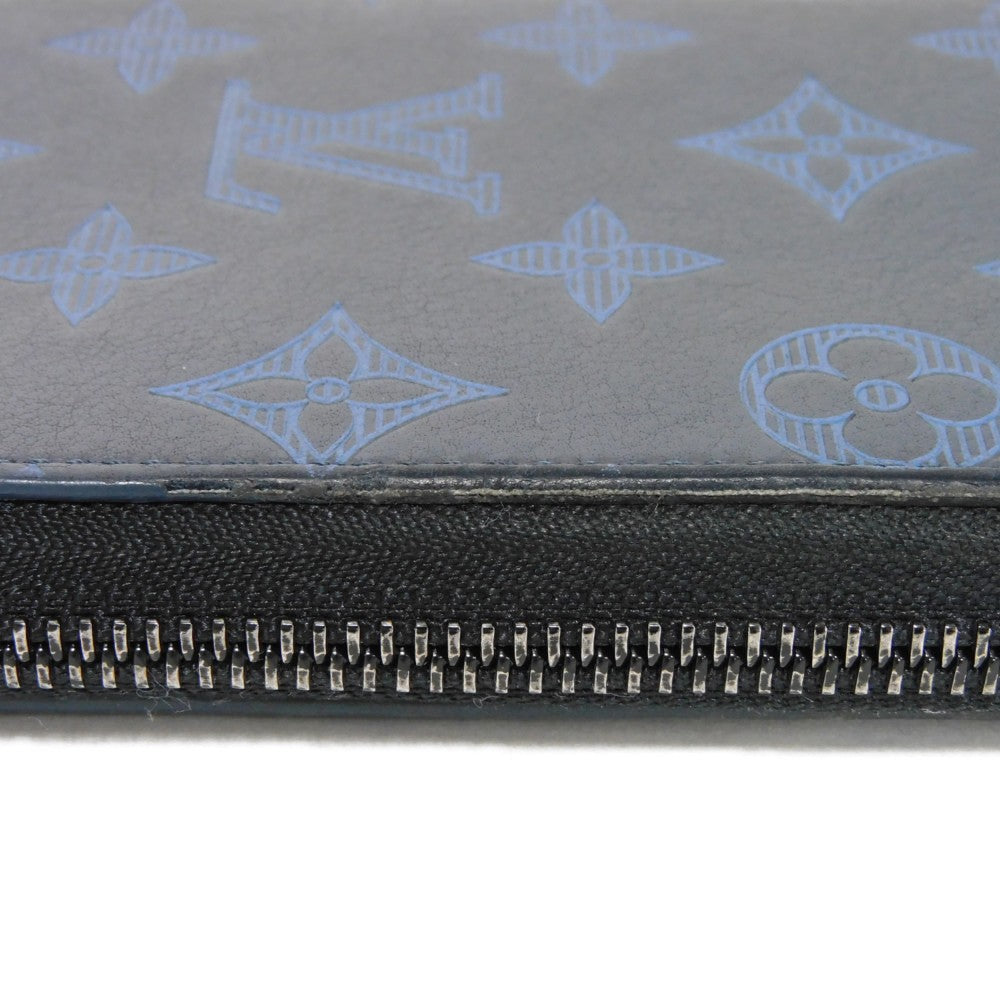LOUIS VUITTON Long Wallet Purse M80423 Shadow leather (monogram embossing) Navy Monogram shadow Zippy Wallet Vertical