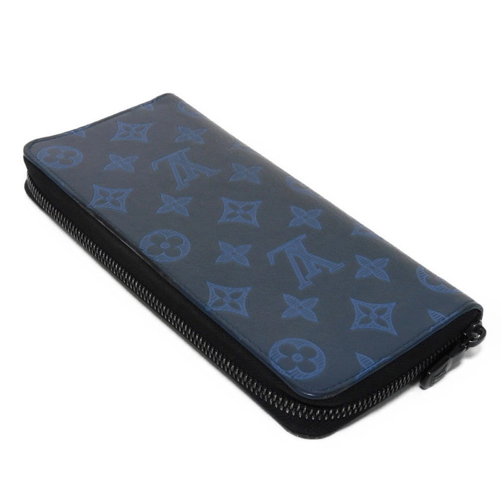LOUIS VUITTON Long Wallet Purse M80423 Shadow leather (monogram embossing) Navy Monogram shadow Zippy Wallet Vertical