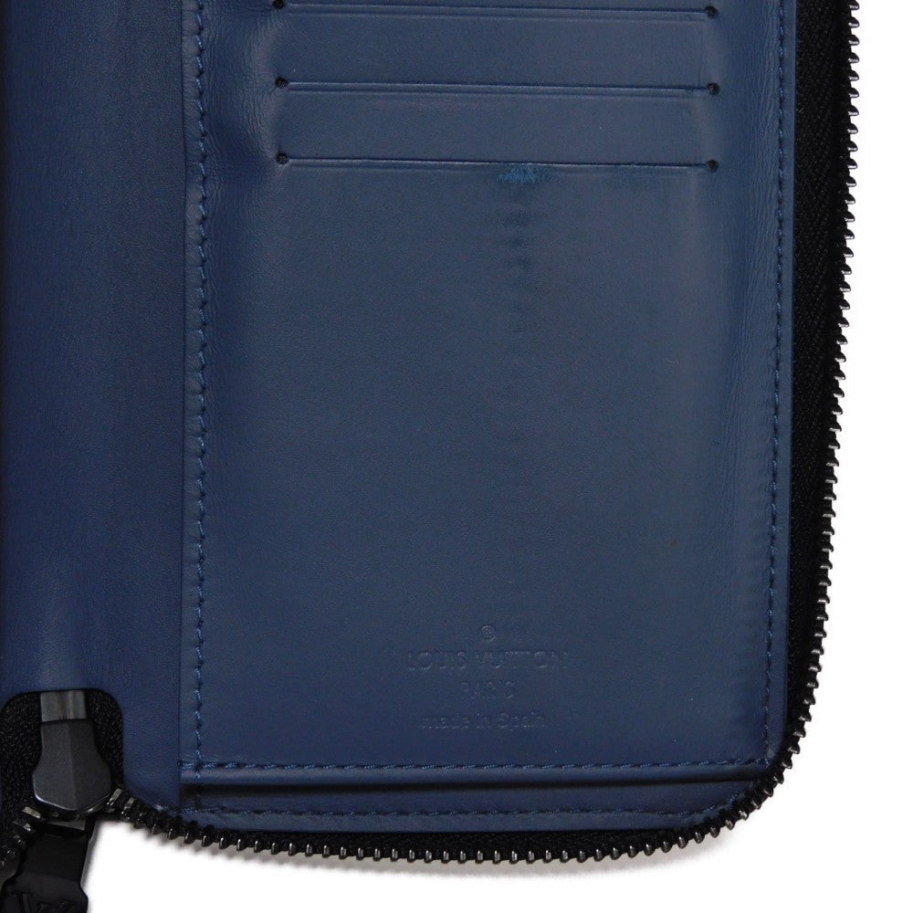 LOUIS VUITTON Long Wallet Purse M80423 Shadow leather (monogram embossing) Navy Monogram shadow Zippy Wallet Vertical