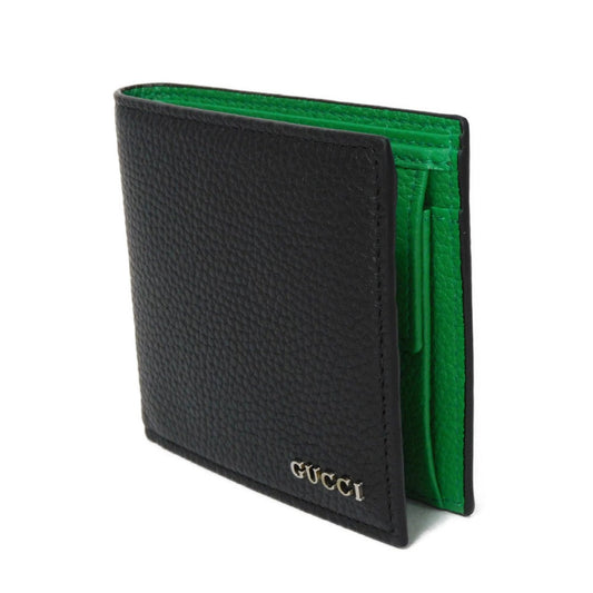 GUCCI Bifold Wallet 771153 AAEBR 1043 Calf leather (embossed) black logo metal Coin Wallet