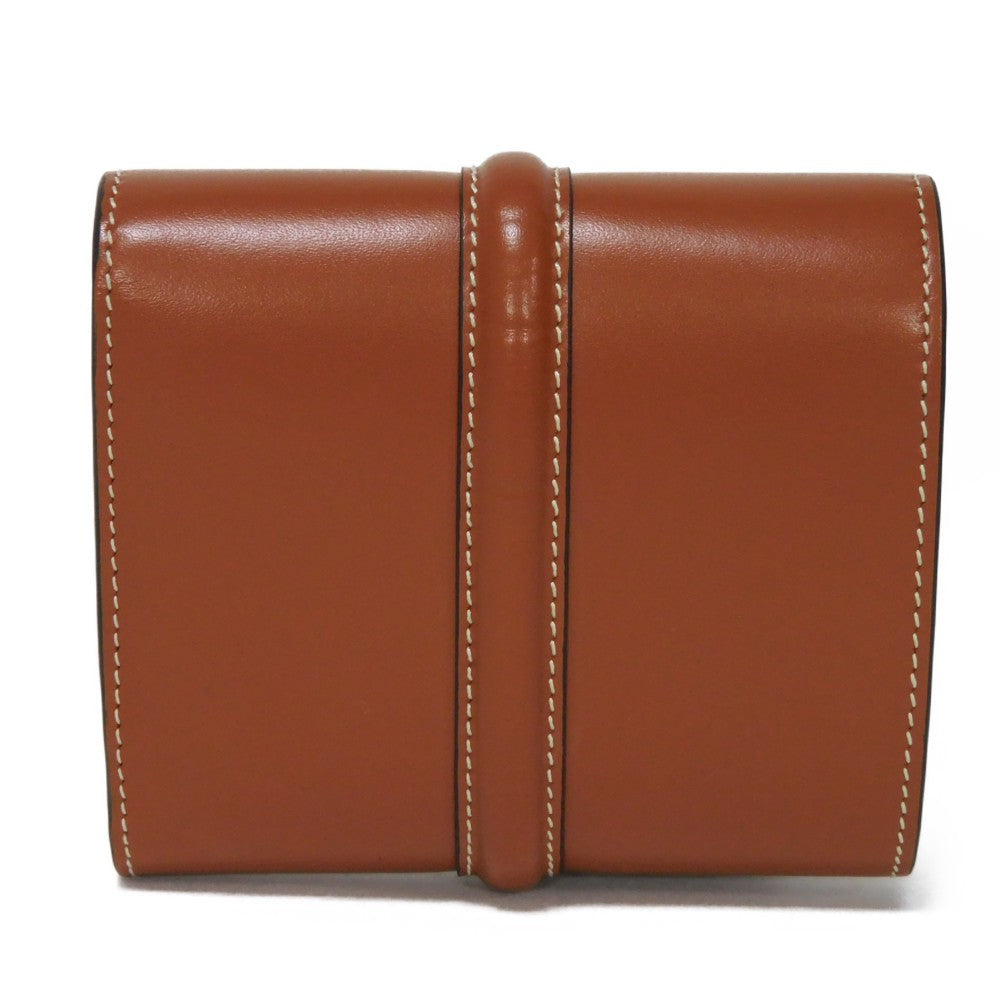 CELINE Tri-fold wallet 10F523CQ7.04LU satin calfskin Brown Current Calfskin Brown Turnlock Sese Small Trifold Wallet 16 Women Used Authentic