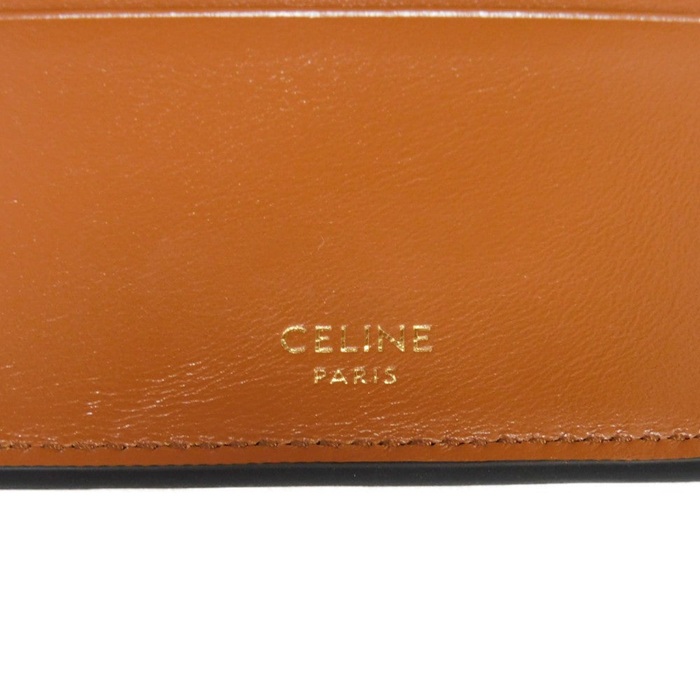 CELINE Tri-fold wallet 10F523CQ7.04LU satin calfskin Brown Current Calfskin Brown Turnlock Sese Small Trifold Wallet 16 Women Used Authentic