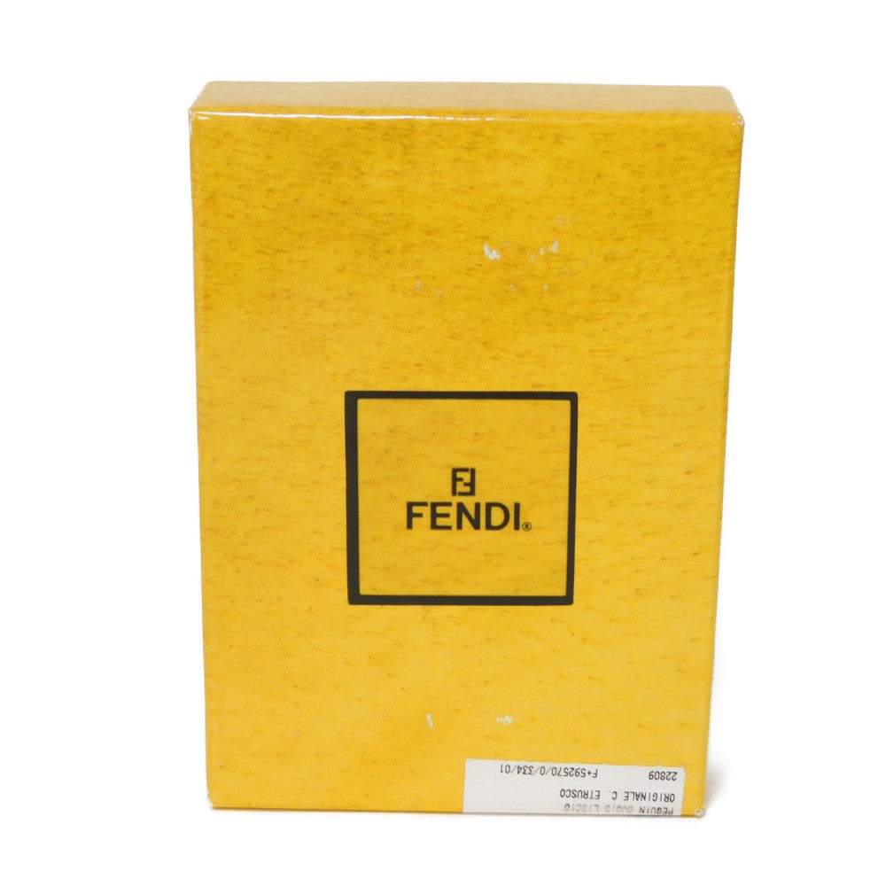 FENDI Coin case fabric Kaiqi Striped Brown Keyring Vintage FF logo Old Pecan Coin Purse unisex(Unisex) Used Authentic