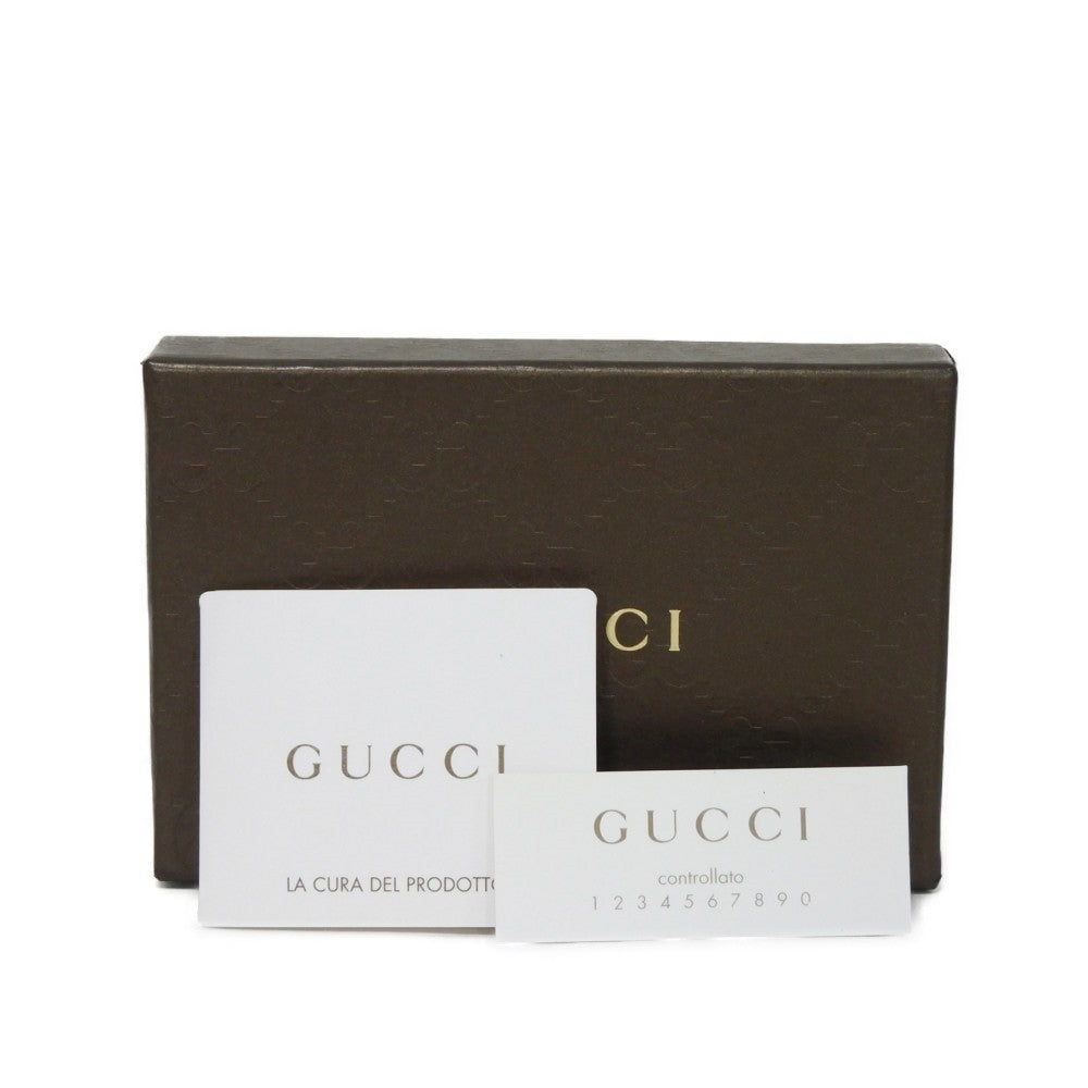 GUCCI Coin case 120964 GG striped leather Dark brown Snap Button Card Case Business Card Holder Pass Case Wallet GG Shima Guccissima coin purse mens Used Authentic