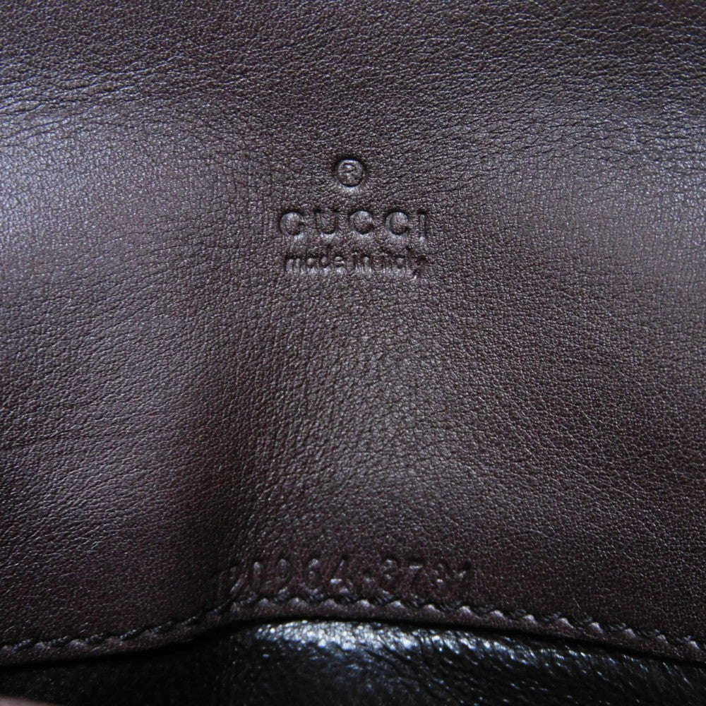 GUCCI Coin case 120964 GG striped leather Dark brown Snap Button Card Case Business Card Holder Pass Case Wallet GG Shima Guccissima coin purse mens Used Authentic