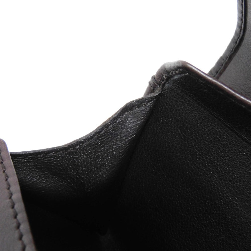 GUCCI Coin case 120964 GG striped leather Dark brown Snap Button Card Case Business Card Holder Pass Case Wallet GG Shima Guccissima coin purse mens Used Authentic