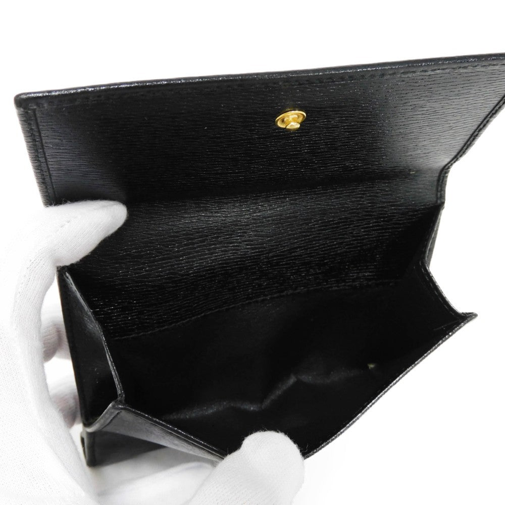 GUCCI Bifold Wallet 035 2169 Calf leather black Vintage Gold Billfold Coin Case Old Jackie Compact Wallet unisex(Unisex) Used Authentic