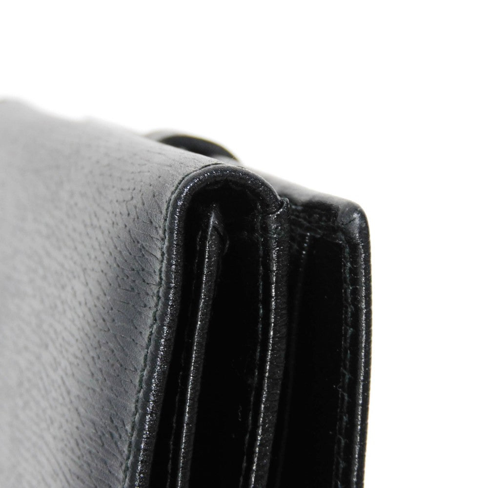 GUCCI Bifold Wallet 035 2169 Calf leather black Vintage Gold Billfold Coin Case Old Jackie Compact Wallet unisex(Unisex) Used Authentic