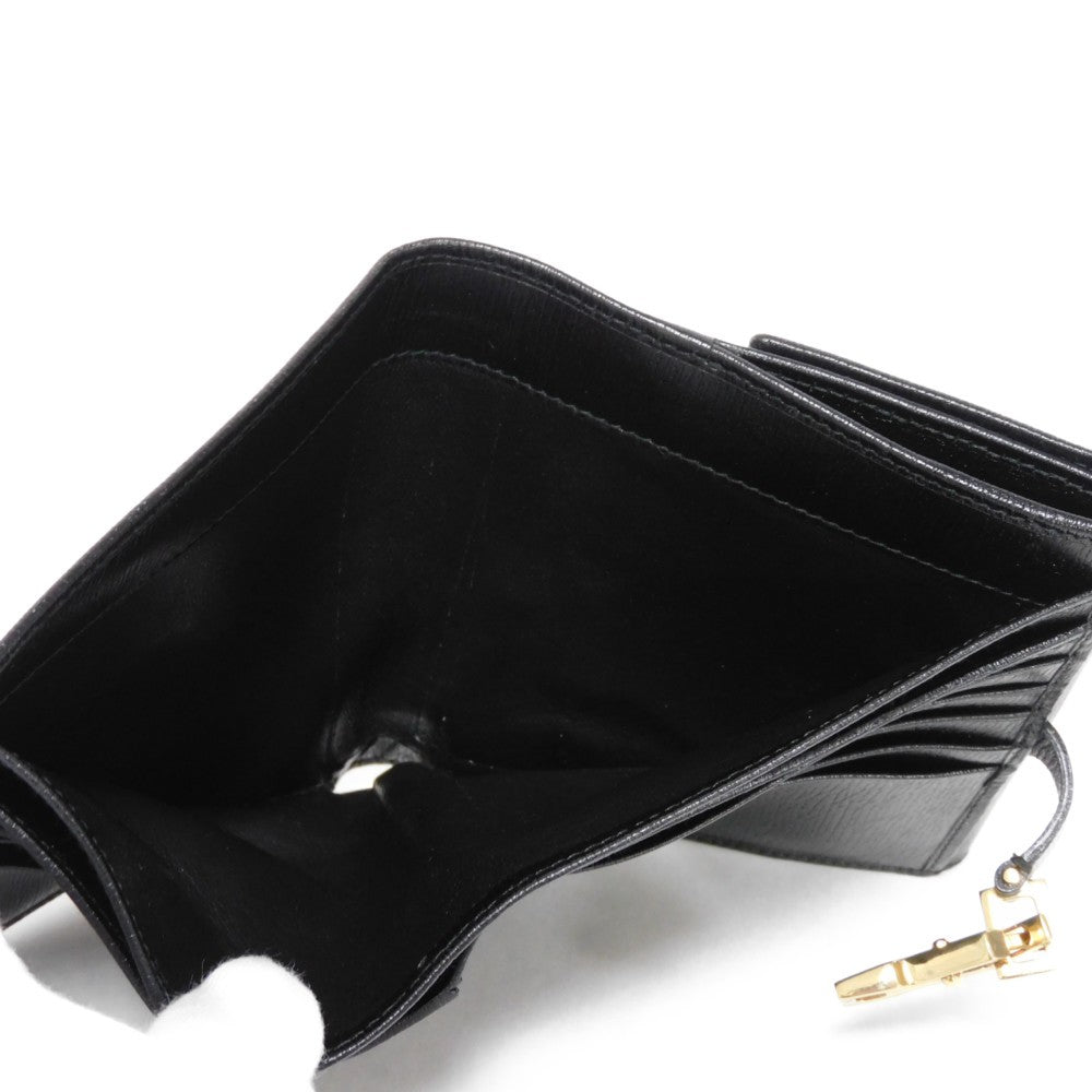GUCCI Bifold Wallet 035 2169 Calf leather black Vintage Gold Billfold Coin Case Old Jackie Compact Wallet unisex(Unisex) Used Authentic