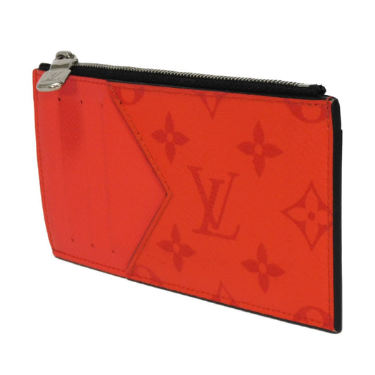 LOUIS VUITTON Coin case M30829 Taiga leather (embossed) x Monogram canvas Rouge Taiga Lama Monogram Coin card holder