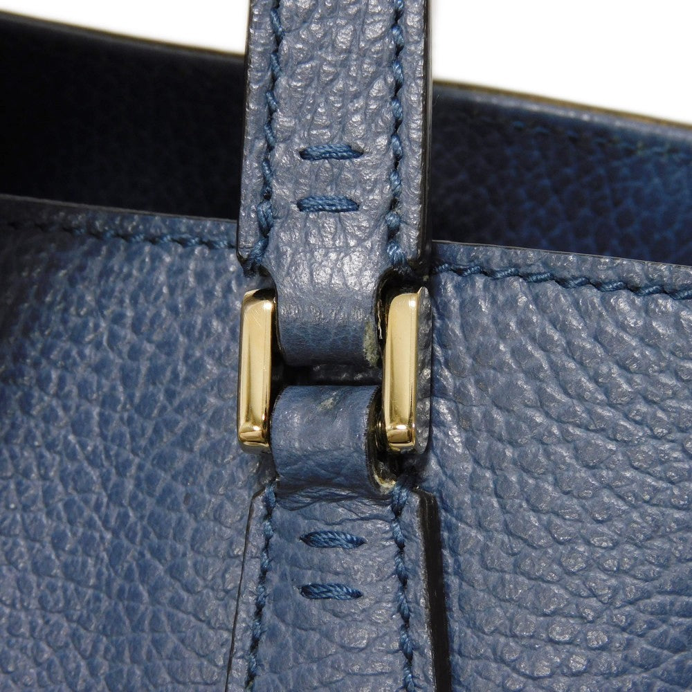 GUCCI Tote Bag 388561 Calf leather (embossed) blue Logo foil stamping GG charm Interlocking G tote unisex(Unisex) Used Authentic