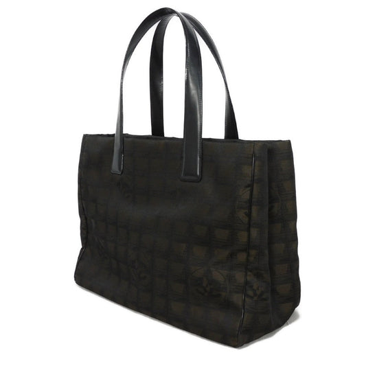 CHANEL Tote Bag A15991 Nylon jacquard x calfskin Brown CC Mark Nylon Jacquard Calfskin 10 Series COCO Mark New Travel Line Tote MM unisex(Unisex) Used Authentic