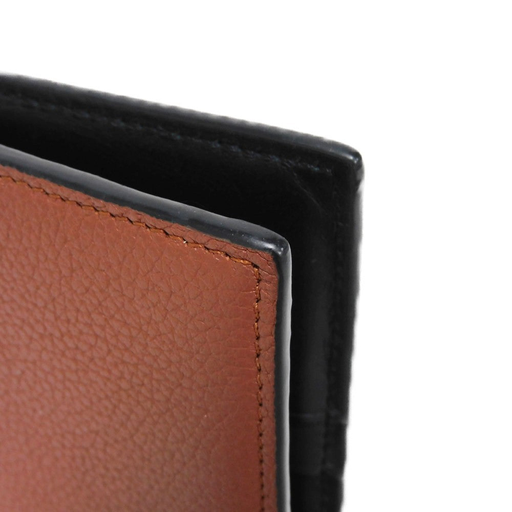 LOEWE Bifold Wallet C660302X02 soft grain calfskin cognac Soft Grain Calfskin Bicolor Brown Black anagram Bifold wallet mens Used Authentic