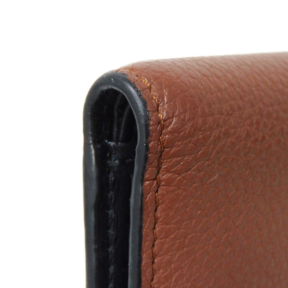 LOEWE Bifold Wallet C660302X02 soft grain calfskin cognac Soft Grain Calfskin Bicolor Brown Black anagram Bifold wallet mens Used Authentic