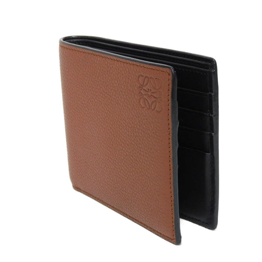 LOEWE Bifold Wallet C660302X02 soft grain calfskin cognac Soft Grain Calfskin Bicolor Brown Black anagram Bifold wallet mens Used Authentic