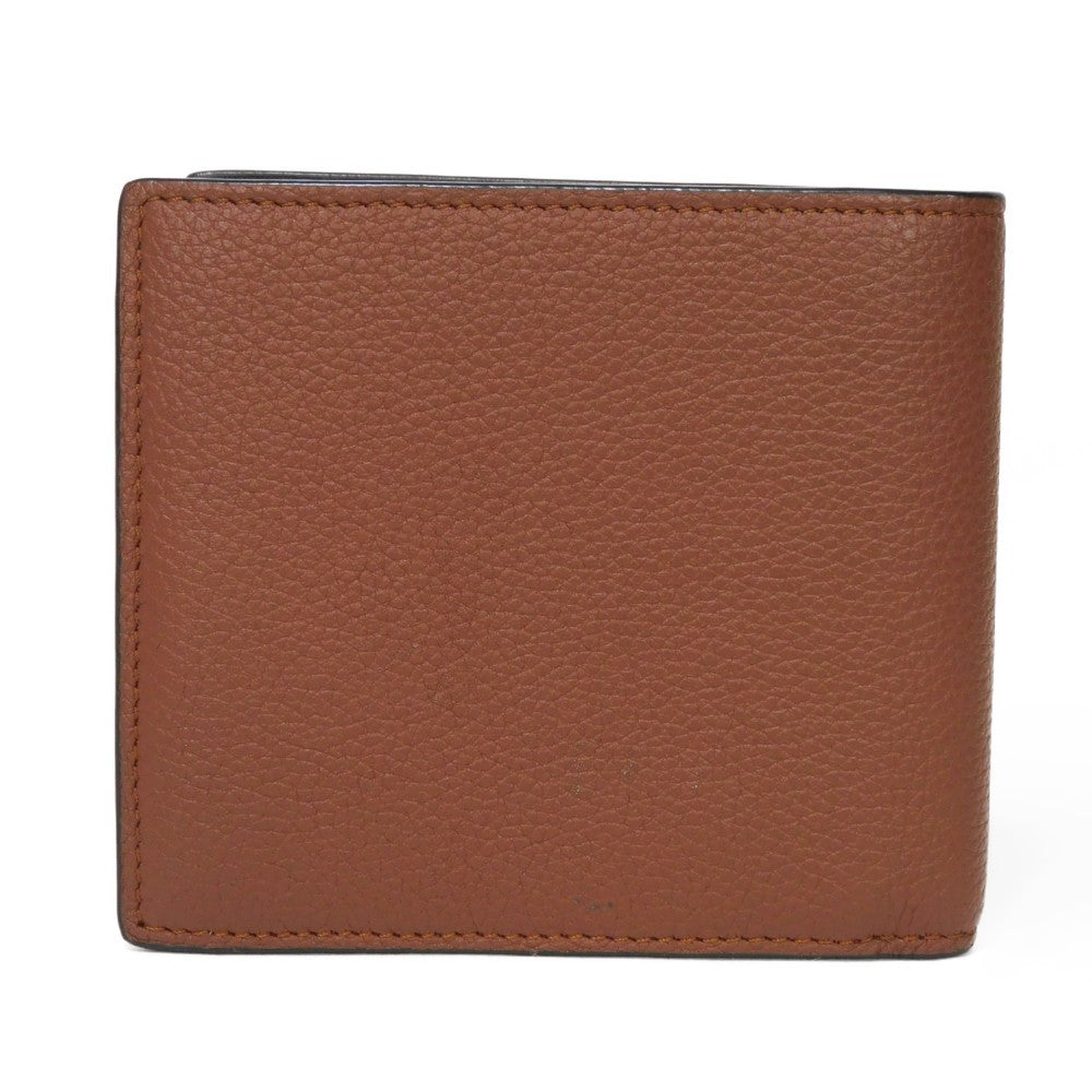 LOEWE Bifold Wallet C660302X02 soft grain calfskin cognac Soft Grain Calfskin Bicolor Brown Black anagram Bifold wallet mens Used Authentic