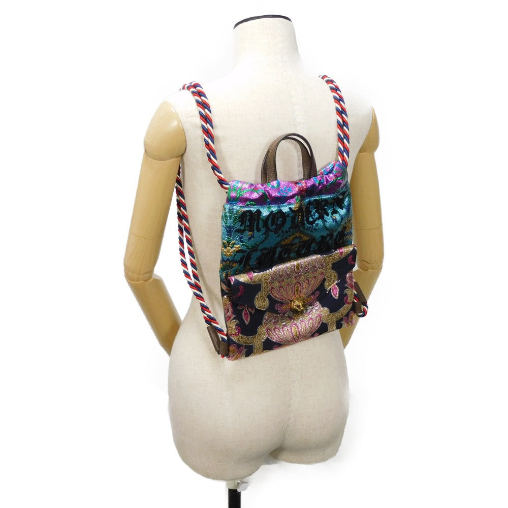 GUCCI Backpack 470443 Coated canvas multicolor Cat Head Embroidery Brocade Small Daypack