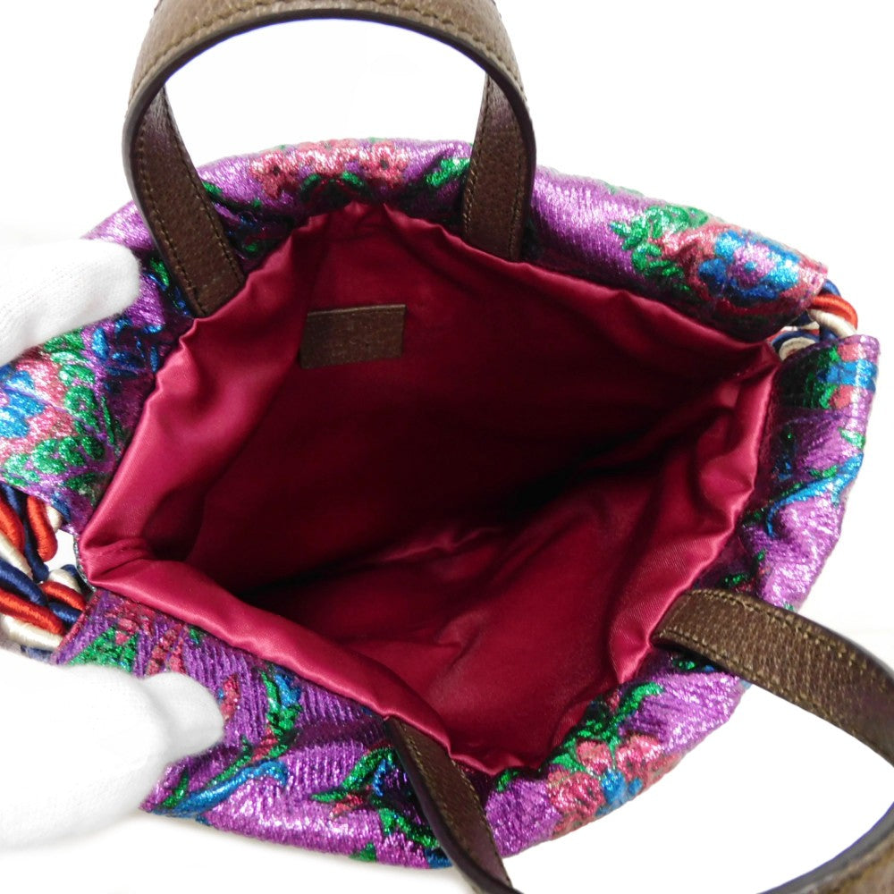 GUCCI Backpack 470443 Coated canvas multicolor Cat Head Embroidery Brocade Small Daypack