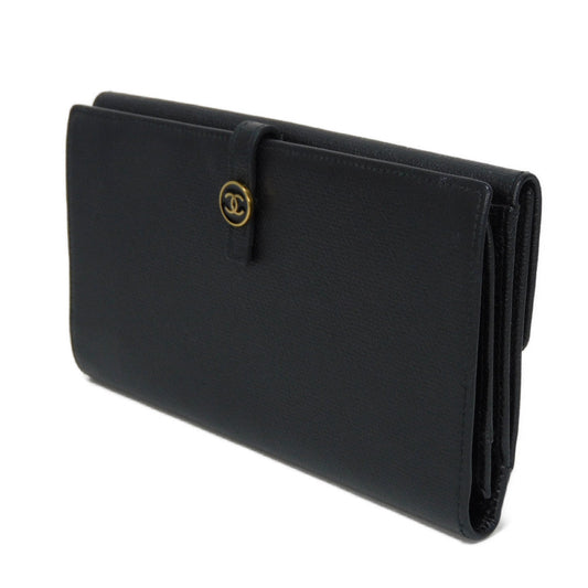CHANEL Long Wallet Purse A20905 Calfskin (embossed) black Good condition CC mark Calfskin enamel No.9 COCO Mark COCO Button Long Flap Wallet unisex(Unisex) Used Authentic