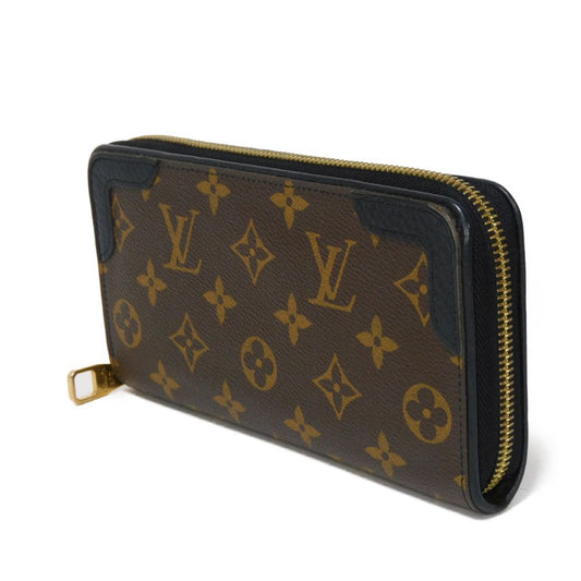 LOUIS VUITTON Long Wallet Purse M61855 Monogram canvas x Calfskin leather Noir Brown Black New Zip Around Monogram Retiro Zippy wallet unisex(Unisex) Used Authentic