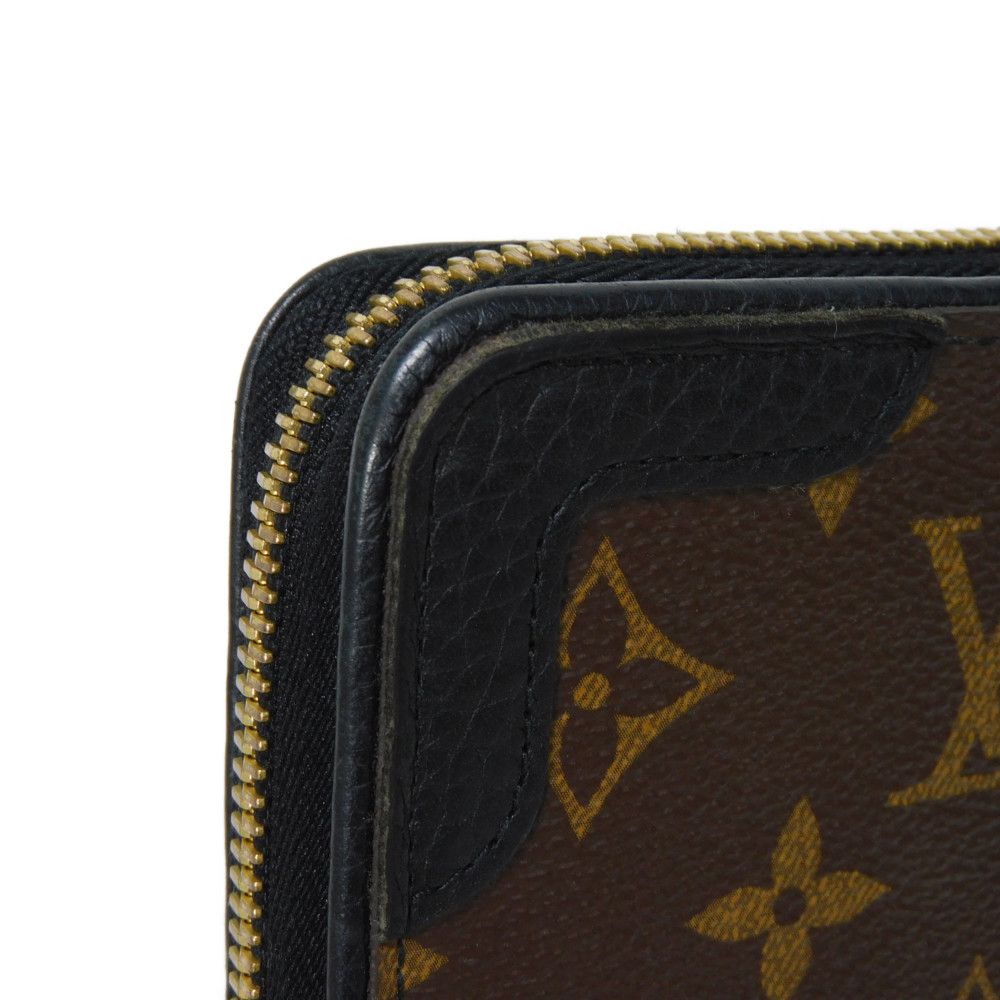 LOUIS VUITTON Long Wallet Purse M61855 Monogram canvas x Calfskin leather Noir Brown Black New Zip Around Monogram Retiro Zippy wallet unisex(Unisex) Used Authentic
