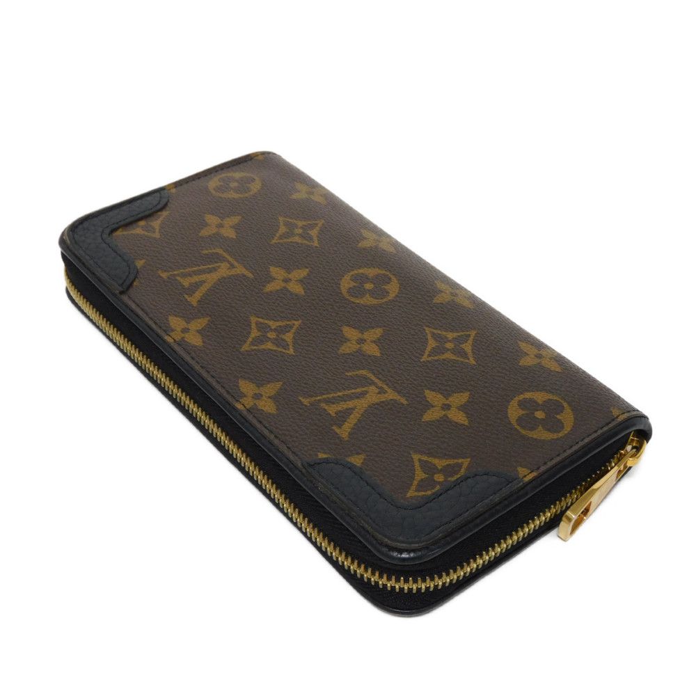 LOUIS VUITTON Long Wallet Purse M61855 Monogram canvas x Calfskin leather Noir Brown Black New Zip Around Monogram Retiro Zippy wallet unisex(Unisex) Used Authentic